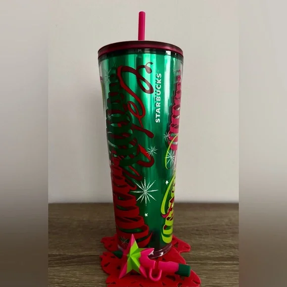 🌲 NEW Starbucks Limited Edition Holiday Tumbler w/Silicone Straw Topper SOLD OUT - Picture 7 of 15